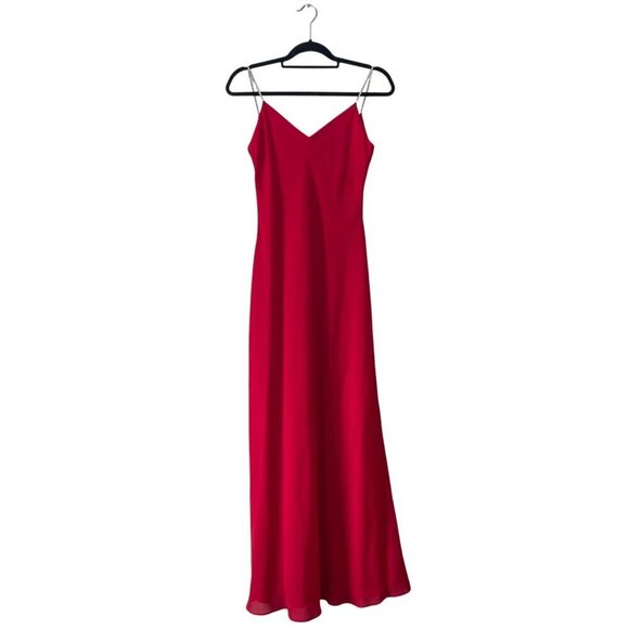 Dave & Johnny Dresses & Skirts - Dave & Johnny Red Maxi Rhinestone Strap Cocktail Dress SZ S Formal